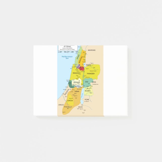 Karte der zwölf Stämme Israels von 1200 bis 1050 Post-it Klebezettel (Vorderseite)
