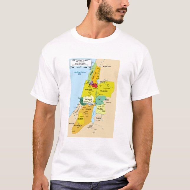 Karte der zwölf Stämme Israels von 1200 bis 1050 T-Shirt (Vorderseite)
