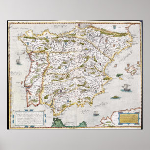 Karte des 16. Jahrhundertsvon Iberia Poster