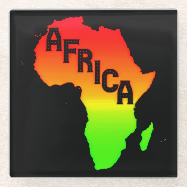 Karte des afrikanischen Kontinents   Glasuntersetzer (Vorderseite)