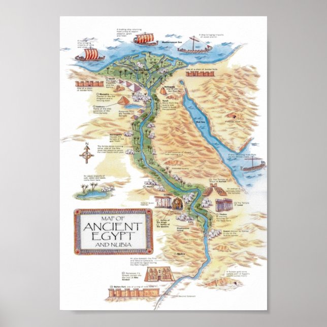 Karte des alten Ägypten und Nubien Poster (Vorne)
