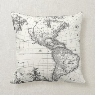 Karte des Amerikas 1669 Pillow Kissen