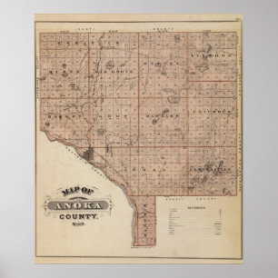 Karte des Anoka-Landkreises, Minnesota Poster