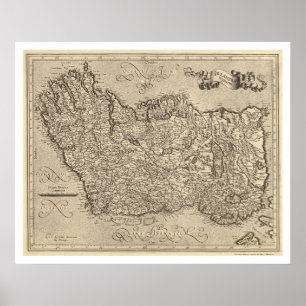 Karte des antiken Irlands durch Mercator 1580 Poster