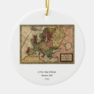 Karte des Antiquarian-1721 von Europa durch Keramik Ornament