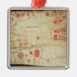 Karte des Atlantiks, c.1550 Silbernes Ornament
