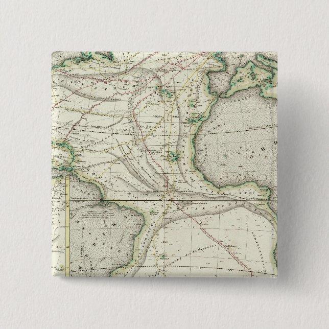 Karte des Atlantischen Ozeans Button (Vorderseite)