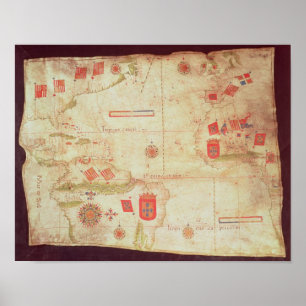 Karte des Atlantischen Ozeans, c.1550 Poster