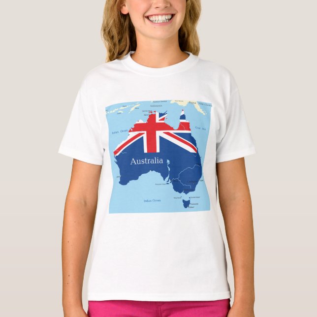 Karte des Australien-Mädchen-T - Shirt (Vorderseite)