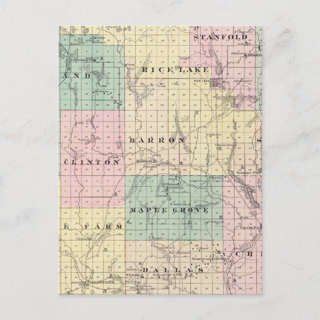 Karte des Barron-Landkreises, Staat von Wisconsin (Vorderseite)