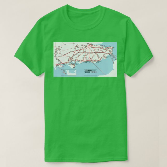 Karte des britischen Eisenbahngebiets Süd 1965 T-Shirt (Design vorne)