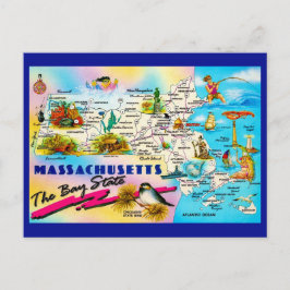 Karte des Bundesstaates Massachusetts Postkarte