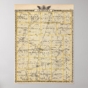 Karte des Champaign-Landkreises Poster