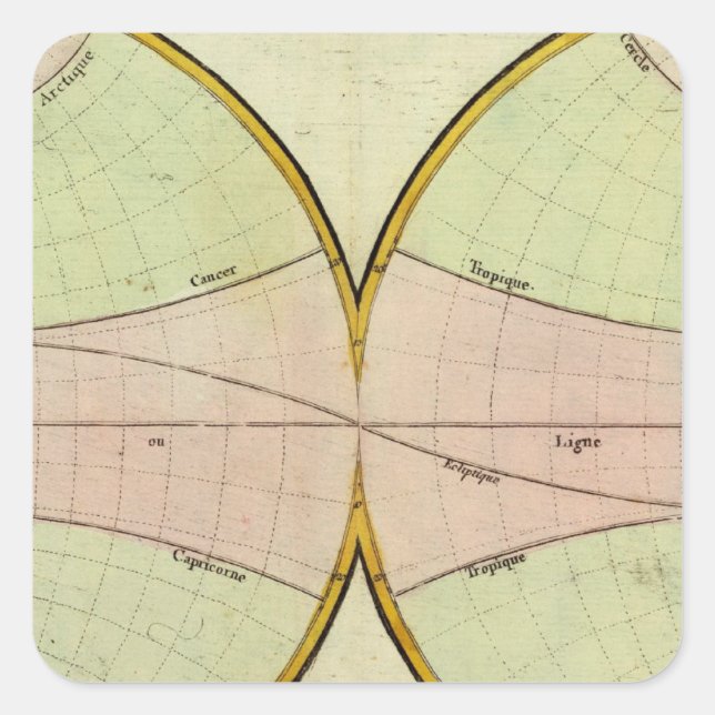 Karte des equater quadratischer aufkleber (Vorderseite)