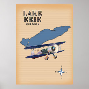 Karte des Eriesees Nordamerika Poster