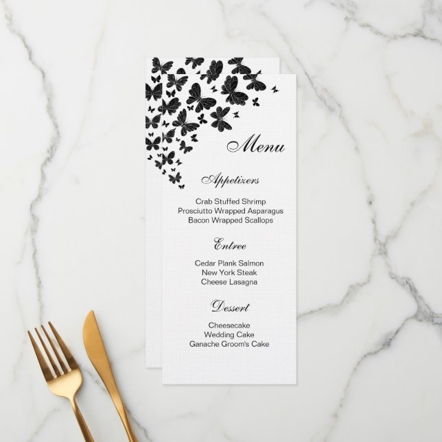 Karte des Flachmenüs (Vorderseite/Rückseite Beispiel)