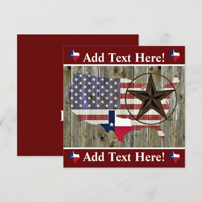 Karte des Flaggenstaates Texas Lone Star (Vorne/Hinten)