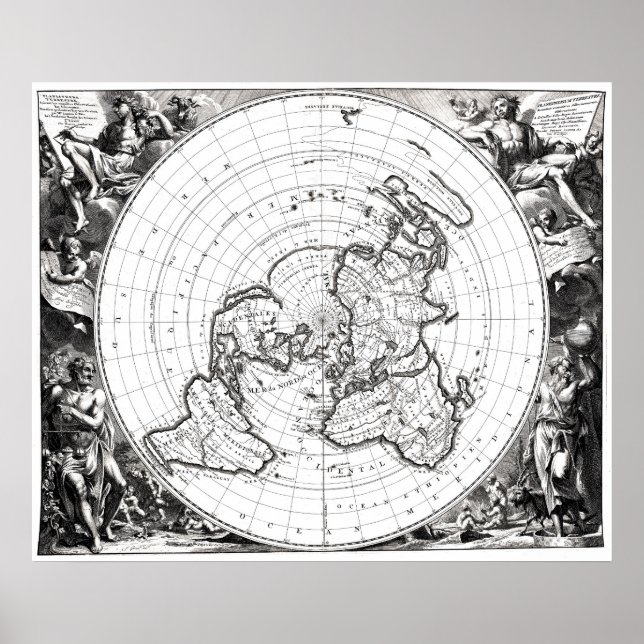 Karte des Flugzeug Square and Stationary Flat Eart Poster (Vorne)