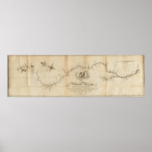 Karte des Flusses Mississippi Poster