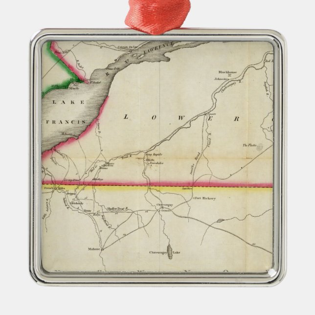 Karte des Flusses St. Lawrence und des angrenzende Silbernes Ornament (Vorne)
