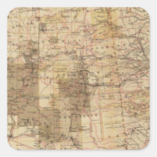 Karte des Fortschritts-1878 der geographischen Quadratischer Aufkleber