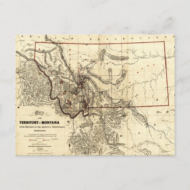 Karte des Gebiets Montana (1865) (Vorderseite)