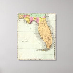 Karte des Gebiets von Florida 2 Leinwanddruck