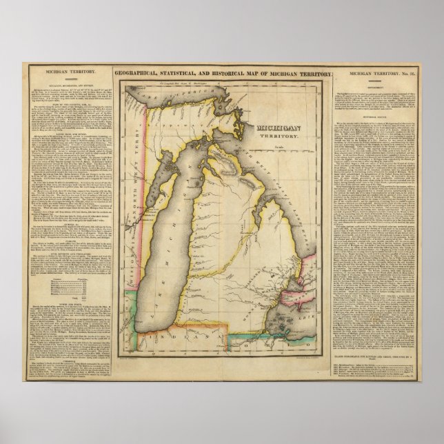 Karte des Gebiets von Michigan Poster (Vorne)