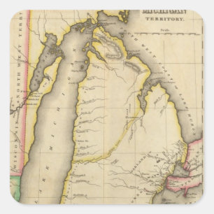 Karte des Gebiets von Michigan Quadratischer Aufkleber