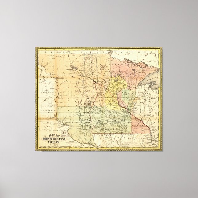 Karte des Gebiets von Minnesota (1852) Leinwanddruck (Vorderseite)