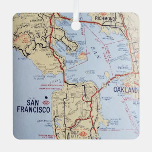 Karte des Gebiets von San Francisco Ornament Aus Metall
