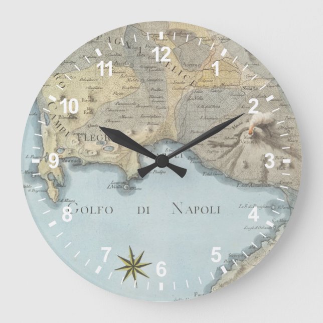 Karte des Golfs von Neapel und Umgebung Große Wanduhr (Vorderseite)