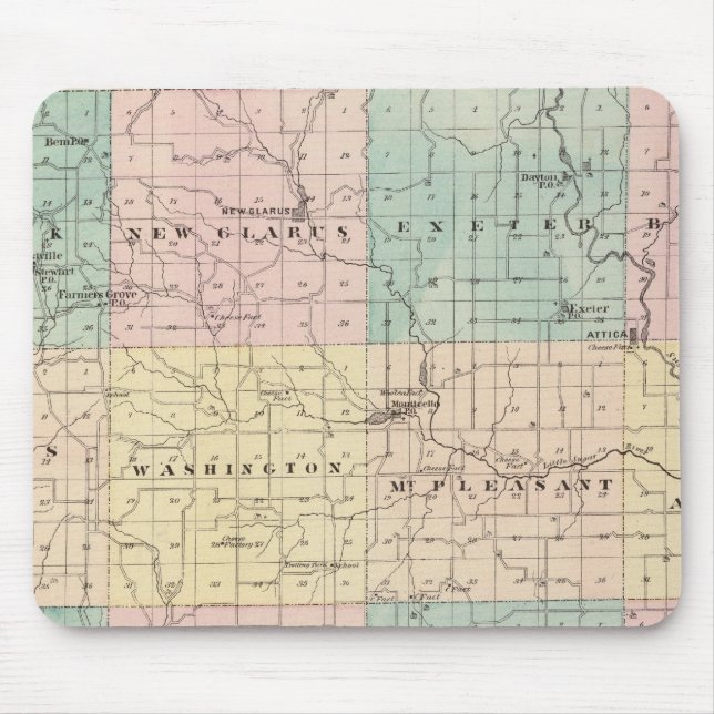 Karte des grünen Landkreises, Staat von Wisconsin Mousepad (Vorne)