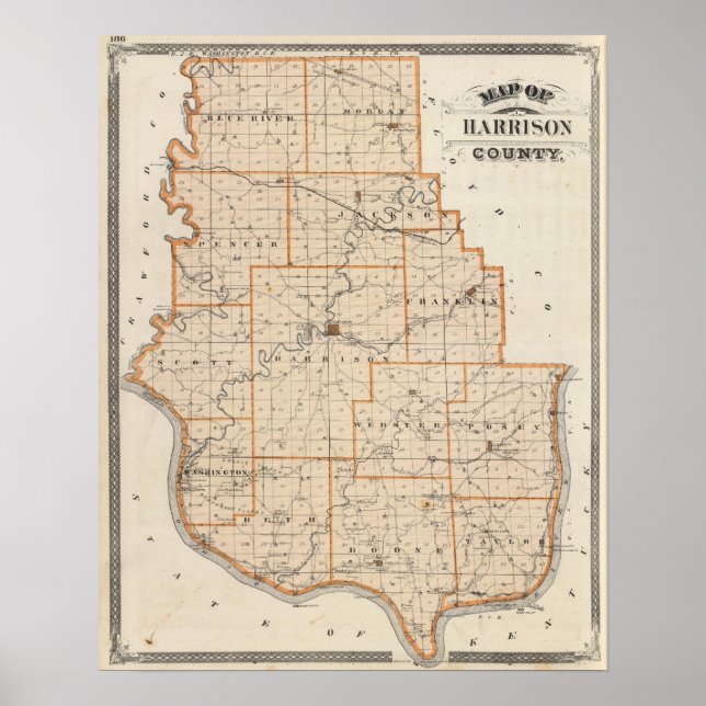 Karte des Harrison-Landkreises Poster (Vorne)