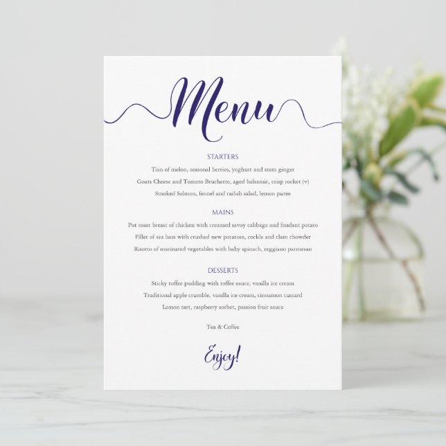 Karte des Hochzeitmenüs der Marine (Stehend Vorderseite)