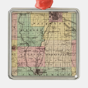 Karte des Jefferson Landkreises, Staat von Wiscons Silbernes Ornament