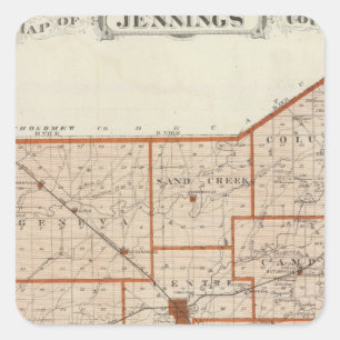 Karte des Jennings-Landkreises Quadratischer Aufkleber