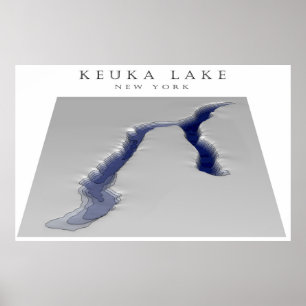 Karte des Keuka Sees 3d Poster