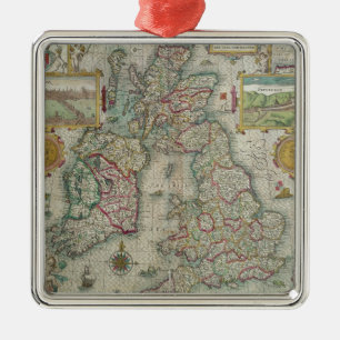 Karte des Königreiches von Großbritannien und vo Silbernes Ornament