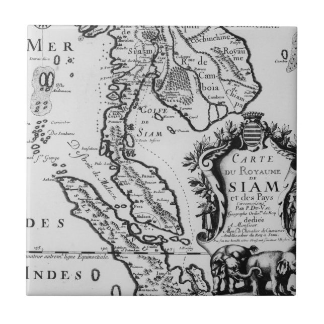 Karte des Königreiches von Siam Fliese (Vorderseite)