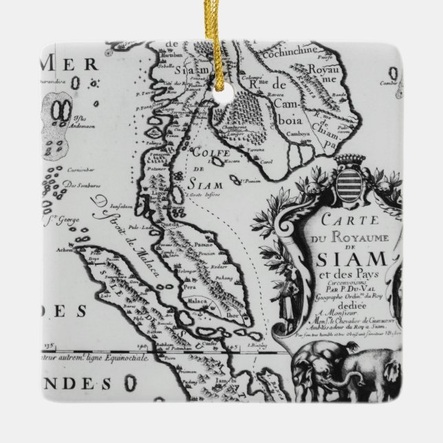 Karte des Königreiches von Siam Keramikornament (Vorderseite)