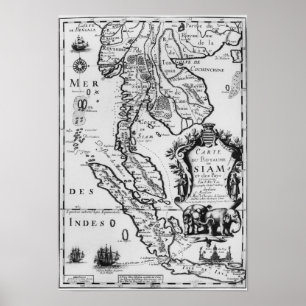 Karte des Königreiches von Siam Poster
