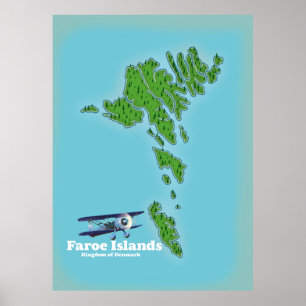 Karte des Königreichs der Färöer Poster
