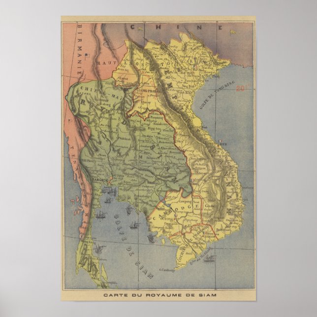 Karte des Königreichs Siam Poster (Vorne)