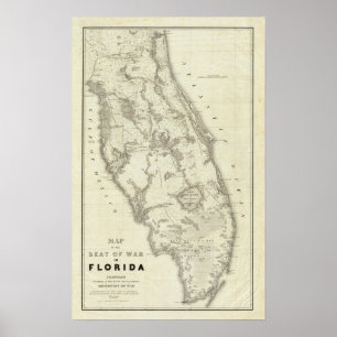 Karte des Kriegsstandortes in Florida Poster