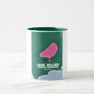 Karte des Lake Hillier in Australien. Zweifarbige Tasse