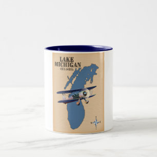 Karte des Lake Michigan Nordamerika Zweifarbige Tasse