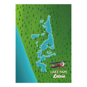 Karte des Lake Pape Lettland Fotodruck