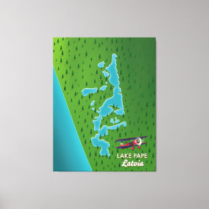 Karte des Lake Pape Lettland Leinwanddruck