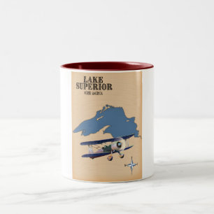 Karte des Lake Superior Nordamerika Zweifarbige Tasse